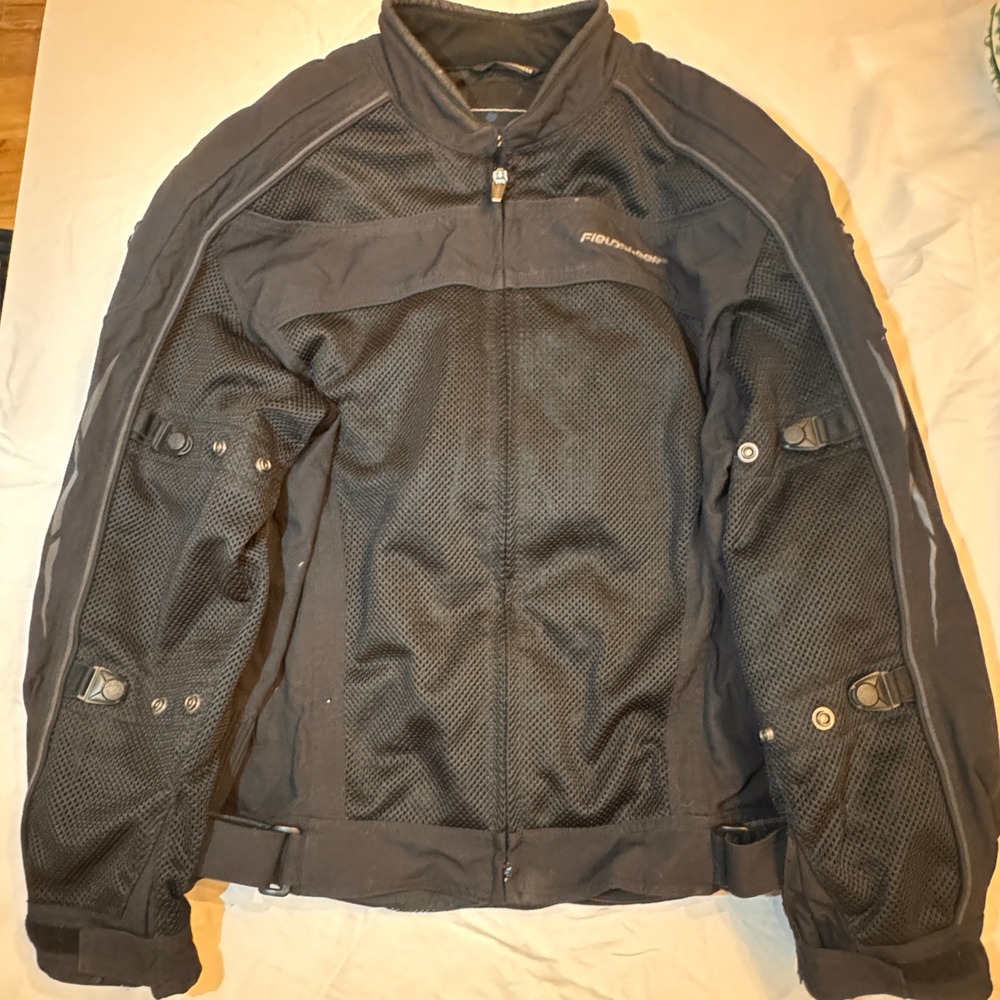 Fieldsheer Mens 3XL Black Mesh Motorcycle Riding Jacket CE Armor Reflective